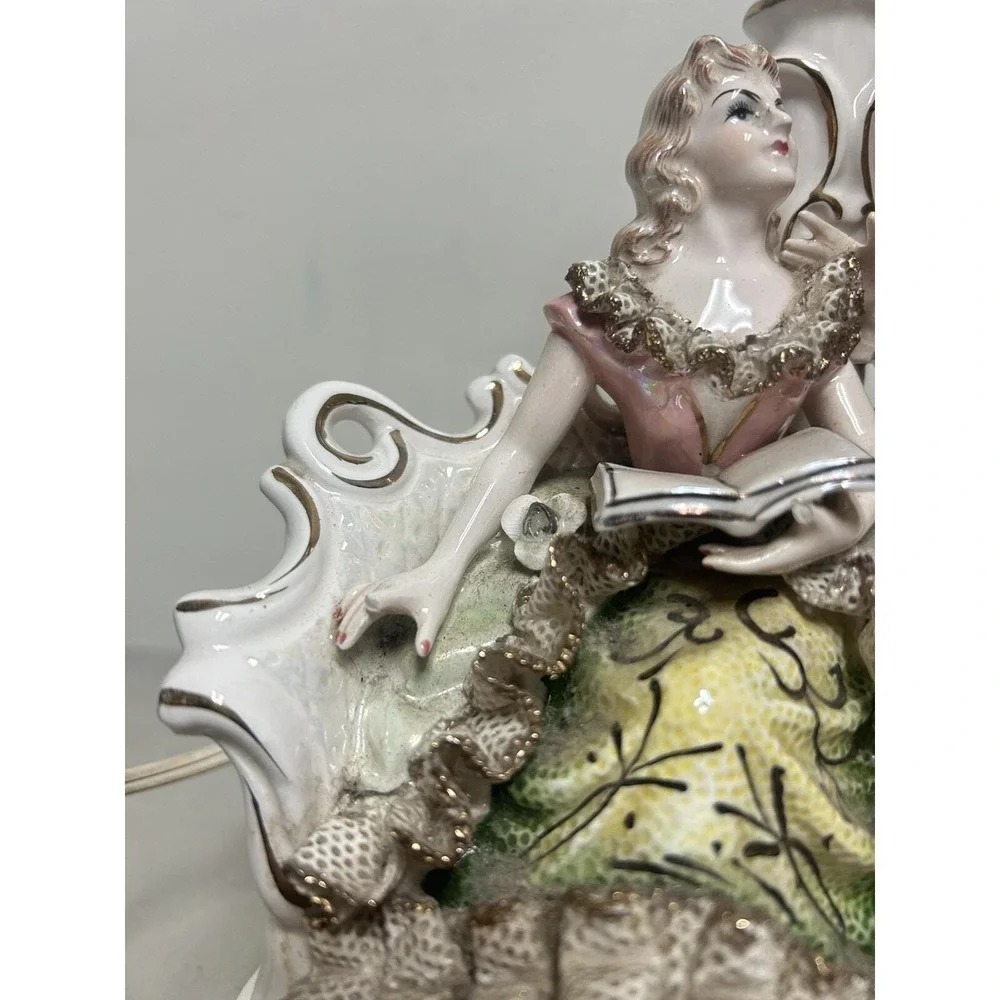 Rare Vintage Made in Japan Antique Porcelain Victorian Lamp Royal Rococco